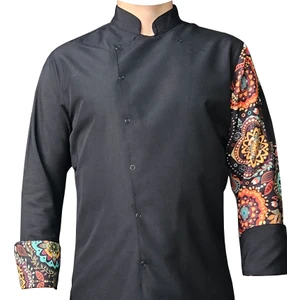 Aşçı Ceketi Desenli Unisex Çıtçıtlı Uzun Kollu Chef Aşçı Mutfak Ceket Mandala Desenli