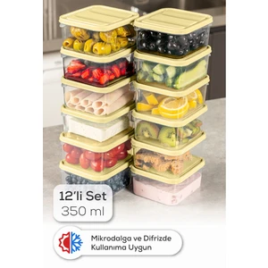 12LI 350 ml Buzdolabı Dondurucu Organizer Mikrodalga ve Difrize Uygun Saklama Kabı Sarı