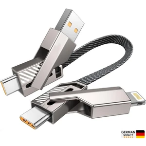 4in1 65W Usb-Type C ve Lightning Örgülü Şarj ve Data Kablosu
