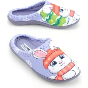 Kız Çocuk Kışlık Rahat Taban Tavşanlı Tasarım Ev Bahçe Gondol Terlik