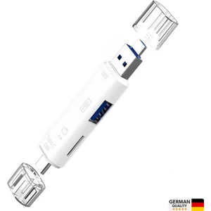 5in1 Telefon ve Bilgisayar USB Type C Micro Kart Okuyucu Otg Beyaz