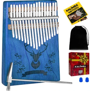 KLX-454G Hakiki Ağaç Geyik Desenli Kalimba 17 Tuşlu