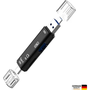 5in1 Telefon ve Bilgisayar USB Type C Micro Kart Okuyucu Otg Siyah