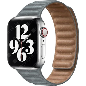 Apple Watch 10 42 mm Uyumlu Manyetik Baklalı Model Kayış Mıknatıslı Suni Deri Kordon