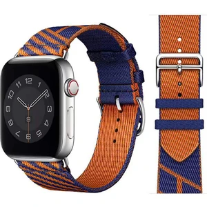 Apple Watch 10 / 11 46 mm Uyumlu Hermes Hasır Kumaş Kordon Renkli Özgün Tasarım Kayış