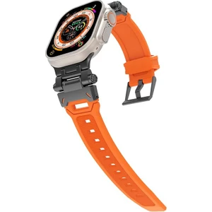 Apple Watch 10 46 mm Uyumlu Metal Aksamlı Silikon Kordon Premium Kayış