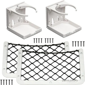Tekne Karavan Seti 2 Adet Katlanır Bardaklık 2 Adet 32X17CM Eşya Taşıma Filesi Beyaz