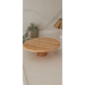 Daima Home Doğal Bambu Yuvarlak Pasta&kek Standı