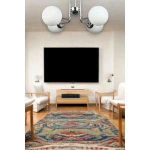 Fer Avize Tanya Modern Tasarım Mutfak - Salon - Yatak Odası - Tavan Krom Renk Beyaz Camlı 4 Lü Avize