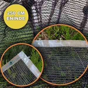 250 cm Eninde Siyah Kuş Filesi Balkon Perdesi Hazır Kopçalı ve Korniş Düğmeli Kedi Koruma Ağı Dolu Filesi Misina File Kuş Önleme Filesi (Uzunluk Seç)