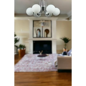 Fer Avize Tanya Modern Tasarım Mutfak - Salon - Yatak Odası - Tavan Krom Renk Beyaz Camlı 6 Lı Avize