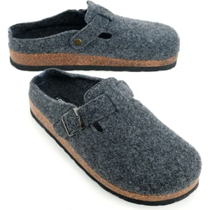 Erkek Kışlık Keçe Mantar Taban Tek Toka Ayarlanabilir Rahat Taban Ev Bahçe Terlik