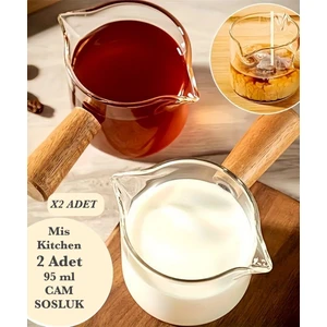 Mis Kitchen 2 Li Ahşap Saplı Küçük Cam Sosluk, Reçellik Sunumluk 95 ml