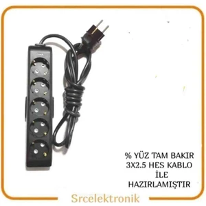 Multi-Let 5'li 12 ile 40 Metre Arası Topraklı Çocuk Korumalı Uzatma Seyyar Uzatma Seyyar Kablo