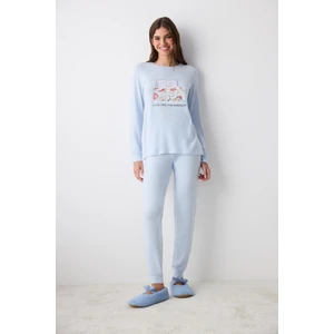 Lazy Weekend Açık Mavi Pantolon Pijama Takımı