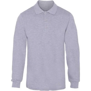 Polo Yaka Gri Uzun Kol Sweatshirt
