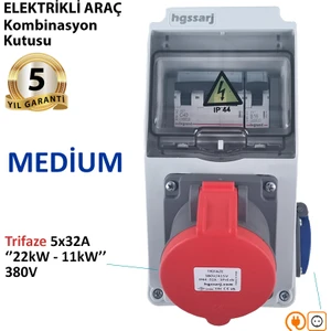 Elektrikli Araç Kombinasyon Kutusu ''Medium'' 5X32A + 1X16A 22Kw, 11Kw Mobil Şarj Istasyonlarına Uygun