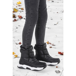 Kiko Kids Monny Cırtlı Erkek Çocuk Kar Botu Siyah - Beyaz