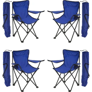 4'lü Rejisör Kamp Sandalyesi Katlanır Çantalı Piknik, Plaj, Balıkçı Sandalyesi-Lacivert