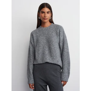 10640 Bisiklet Yaka Yumuşak Dokulu Triko Kazak-Füme M.