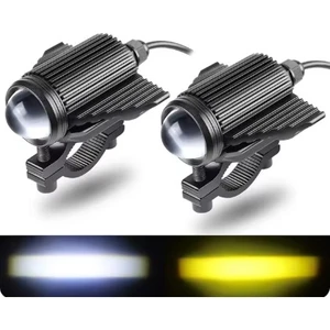 Oto Çizgi Motosiklet Sis Farı Kiti 2 Li Mercekli Yüksek Işıklı Beyaz ve Sarı 4800lm