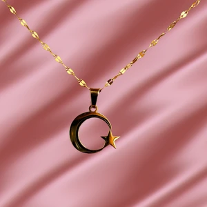 Madam Gold Ay Yıldız Model Çelik Kolye