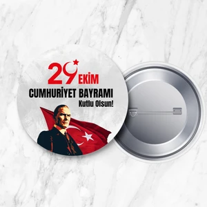 29 Ekim Cumhuriyet Bayramı Iğneli Yaka Rozeti 58 mm (Model No: 01)