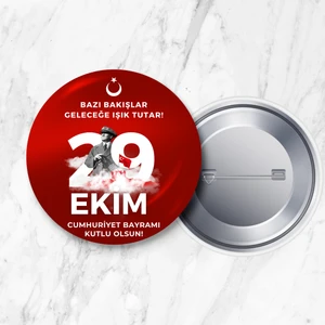 29 Ekim Cumhuriyet Bayramı Iğneli Yaka Rozeti 58 mm (Model No: 02)