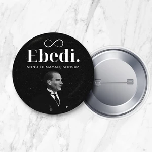 10 Kasım Ebedi Yazılı Atatürk'ü Anma Iğneli Yaka Rozeti 58 mm