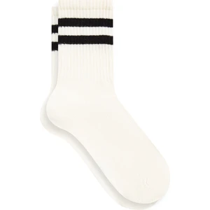 Çizgi Detaylı Ekru Soket Çorap 1912447-34523