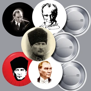 5 Farklı Çeşit Atatürk Yaka Rozeti 58 mm Büyük Boy