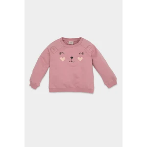 Kız Bebek Bisiklet Yaka Baskılı İçi Yumuşak Tüylü Sweatshirt D7207A524WN