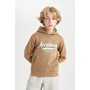 Erkek Çocuk Kapüşonlu Cepli Baskılı Sweatshirt