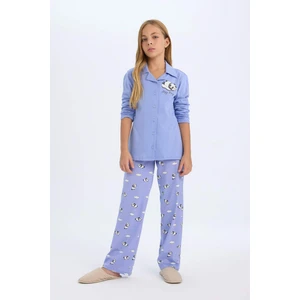 Kız Çocuk Pijama Takımı Ayı Baskılı Uzun Kollu Üst Uzun Alt D2658A824AU