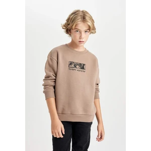 Erkek Çocuk Oversize Geniş Kalıp Sırt Baskılı Bisiklet Yaka Sweatshirt D5682A824WN