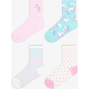 Kız Çocuk Prety Unicorn 4lü Çok Renkli Soket Çorap