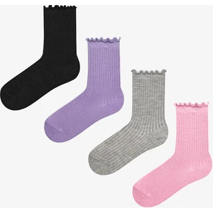 Kız Çocuk Color Frill 4lü Çok Renkli Soket Çorap