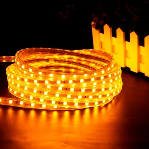 Hortum LED Amber Metrede 120 Ledli Yüksek Işık 220 Volt Fişli Tak Çalıştır Şerit LED Işık
