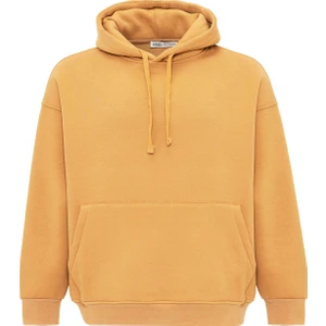 Basıc Oversıze Kapüşonlu Cep Detaylı Sweatshırt Camel