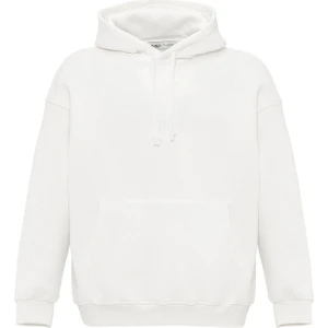 Basıc Oversıze Kapüşonlu Cep Detaylı Sweatshırt Ekru