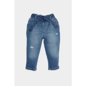 Kız Bebek Paperbag Duble Paça Beli Lastikli Cepli Jean Pantolon D1532A524AU