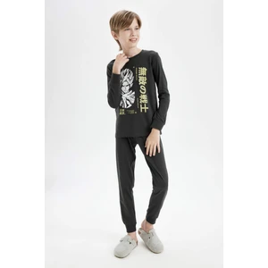 Erkek Çocuk Pijama Takımı Baskılı Uzun Kollu Üst Uzun Alt D4364A824WN