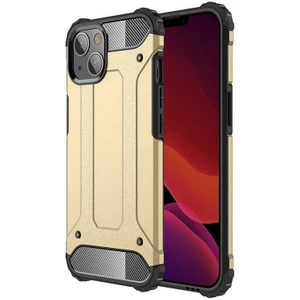 noktaks - Apple iPhone 13 Mini - Kılıf Çift Katman Zırh Tank Crash Military Kapak - Gold - T19181