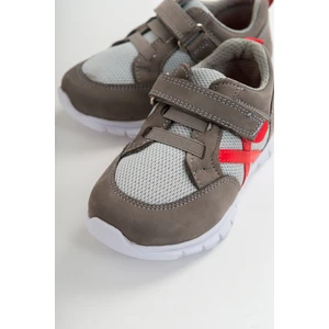 mnpc Unisex Çocuk Gri Deri Ortopedik Destekli Spor Ayakkabı