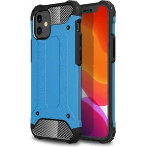 - Apple iPhone 12 - Kılıf Çift Katman Zırh Tank Crash Military Kapak - Mavi - T14202