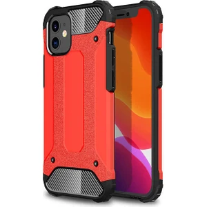 - Apple iPhone 12 - Kılıf Çift Katman Zırh Tank Crash Military Kapak - Kırmızı - T14202