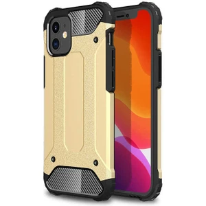 - Apple iPhone 12 - Kılıf Çift Katman Zırh Tank Crash Military Kapak - Gold - T14202