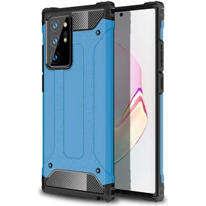 - Samsung Galaxy Note 20 Ultra - Kılıf Çift Katman Zırh Tank Crash Military Kapak - Mavi - T14182