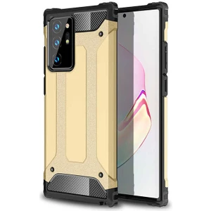 - Samsung Galaxy Note 20 Ultra - Kılıf Çift Katman Zırh Tank Crash Military Kapak - Gold - T14182