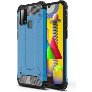 noktaks - Samsung Galaxy M31 - Kılıf Çift Katman Zırh Tank Crash Military Kapak - Mavi - T12871